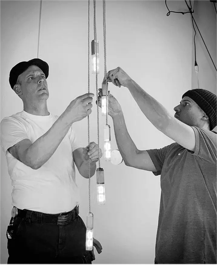 David Copello Guild team working on a lighting installation